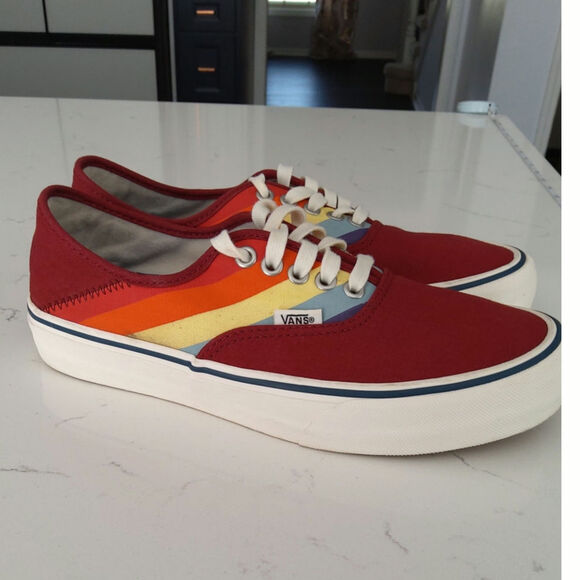 Vans Rad Rush burgundy & rainbow Skateboard shoes Newer size 9.5 W/8M Newer - Picture 6 of 7